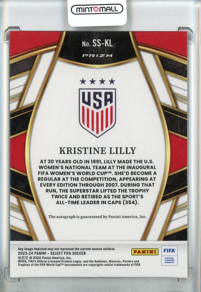 2023-24 Panini Select FIFA Soccer Kristine Lilly Select Signatures Red/#SS-KL United States