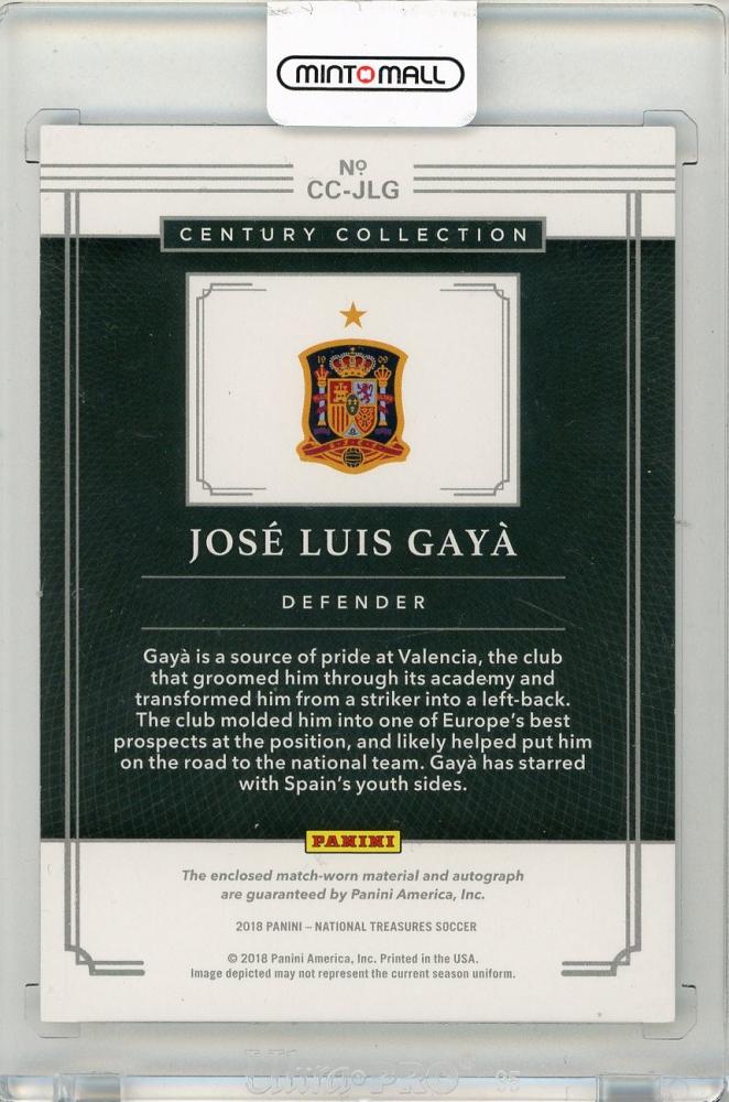 2018 PANINI National Treasures Jose Luis Gaya Century Collection Material Autographs #3065/99 Spain