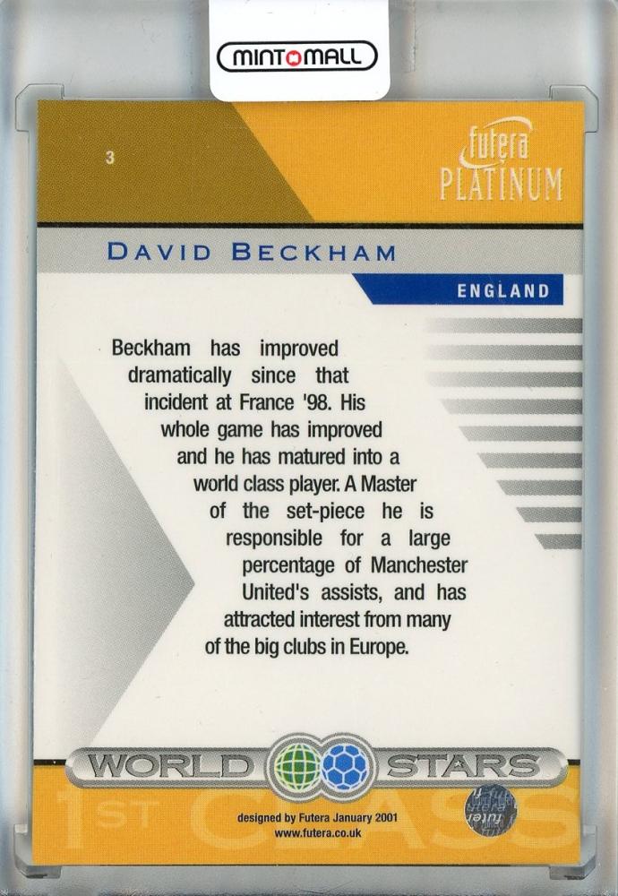 2001 Futera Platinum David Beckham 1st Class #3 Manchester United