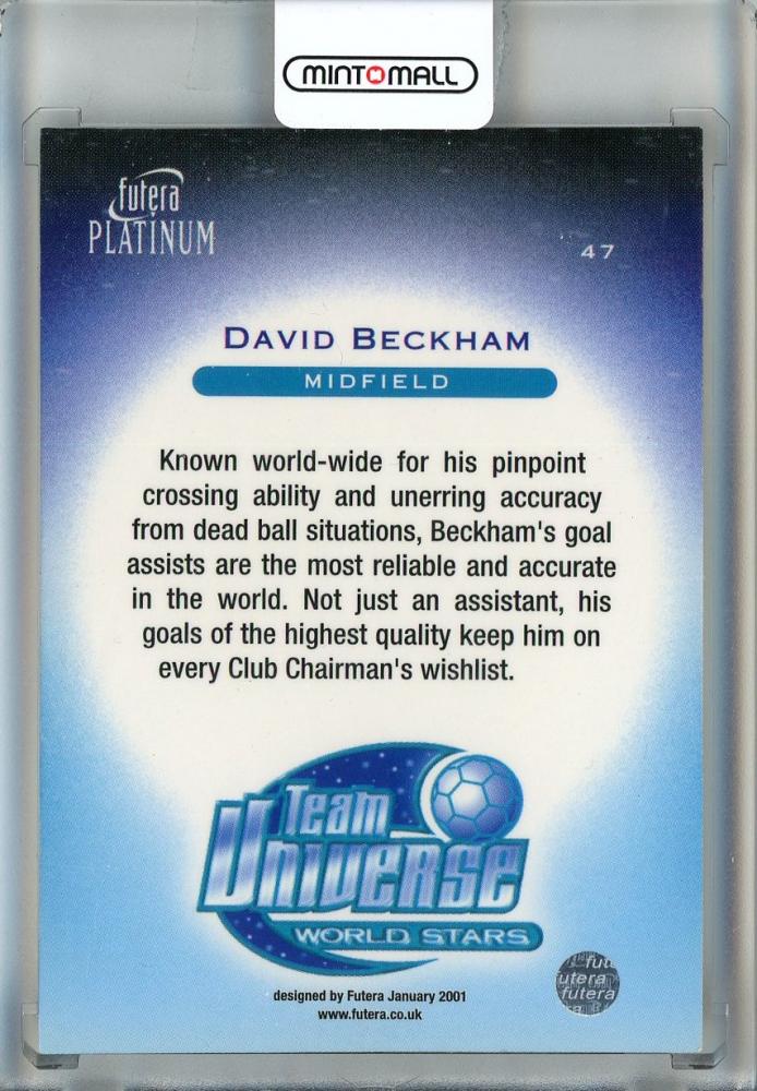 2001 Futera Platinum David Beckham #47 Manchester United