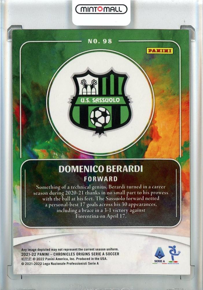 2021-22 Panini Chronicles Soccer Origins Serie A Domenico Berardi Origins/Gold/#9803/10 US Sassuolo Calcio