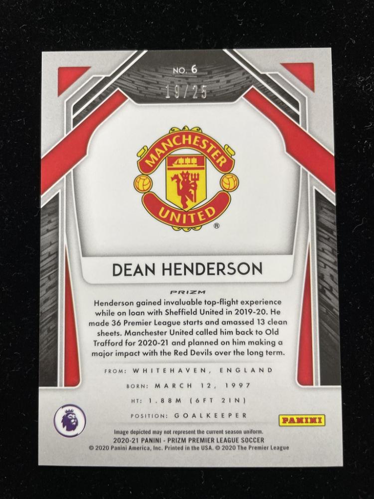 2020-21 Panini Prizm Premier League Breakaway Manchester United Dean Henderson Base Bronze Parallel card number 19 out of 25