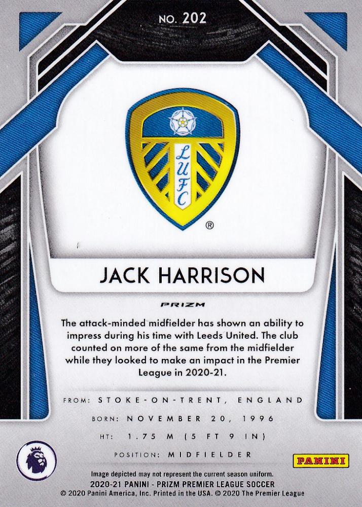 2020-21 Panini Prizm Premier League Breakaway base card featuring Jack Harrison of Leeds United