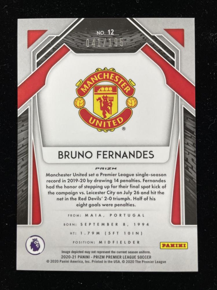 2020-21 Panini Prizm Premier League Breakaway Bruno Fernandes Manchester United Blue Parallel Card