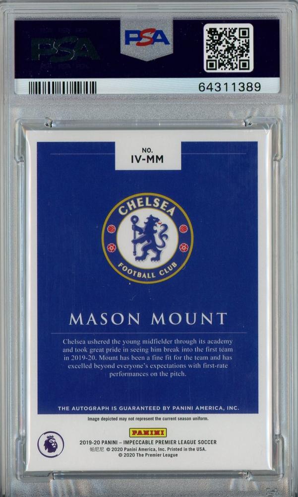 2019-20 Panini Impeccable Premier League Soccer Mason Mount Autographs/Impeccable Victory/Emerald/#IV-MM1/5PSA7 Chelsea FC