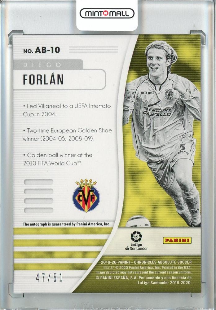 2019-20 Panini Chronicles Absolute Soccer Diego Forlan Autographs/#AB-1047/51 Villarreal CF