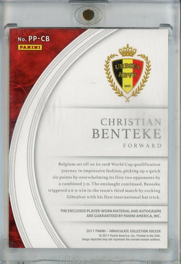 2017 Panini Immaculate Soccer Christian Benteke Premium Patch Autographs/#PP-CB30/30 Belgium