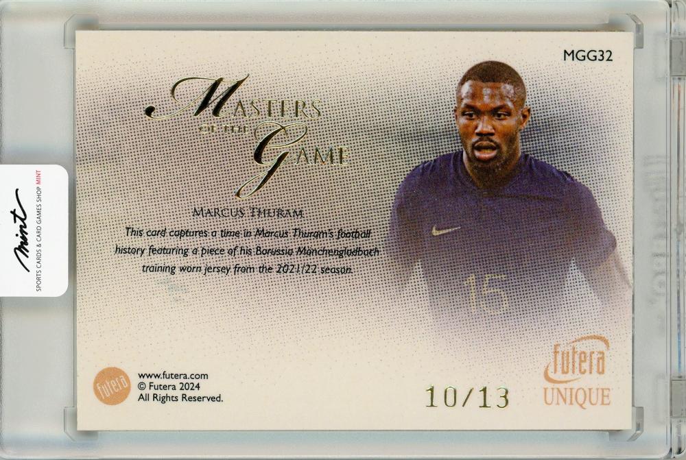 2024 Futera Unique NOSTALGIA World Football Marcus Thuram MASTERS OF THE GAME GOLD (MEMORABILIA) Patch Patch Jersey Card 10/13