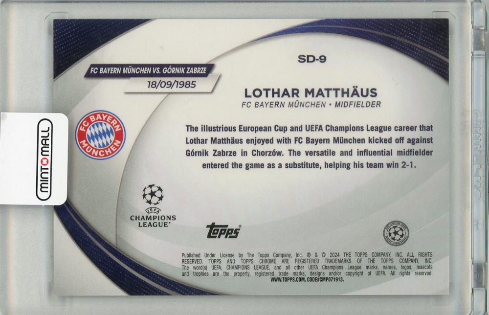 2024 TOPPS Chrome Lothar Matthaus #SD-938/75 FC Bayern München