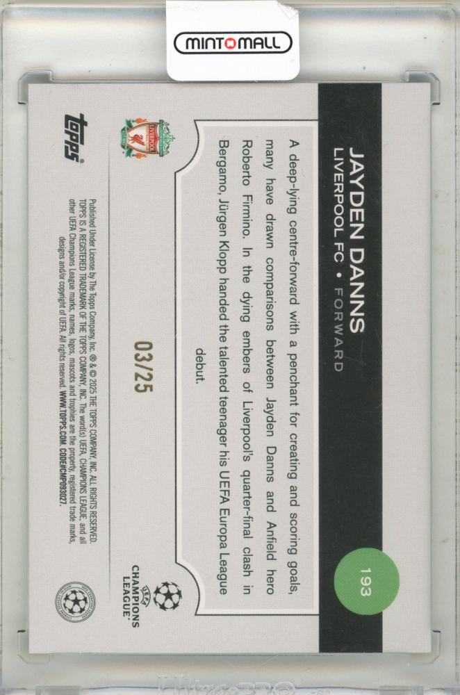 2024-25 Topps UEFA Club Competitions Jayden Danns 03/25