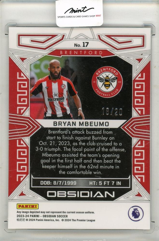2023-24 Panini Obsidian Soccer Bryan Mbeumo 18/20