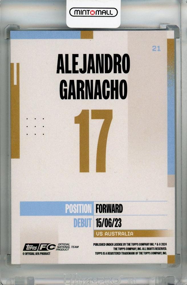 2024-25 Topps Argentina Team Set Alejandro Garnacho Base #21 *minor stain on back