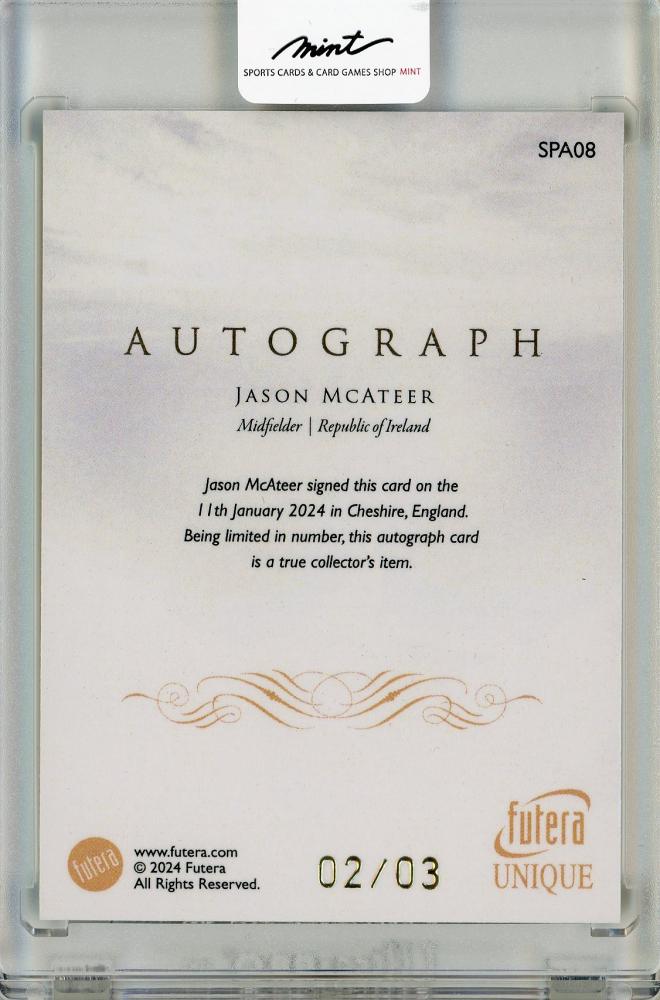 2024 Futera Unique World Football Jason Mcateer SUPREME Autographs Handwritten Autograph Card 2/3