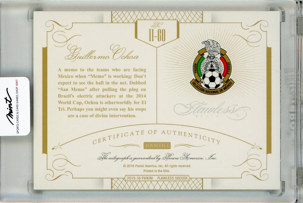 2015-16 Panini Flawless Soccer Guillermo Ochoa International Icons Signatures Emerald Autographs4/5 Mexico