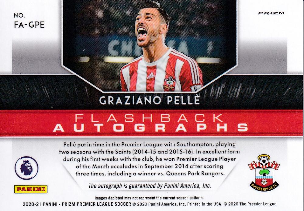 2020-21 Panini Prizm Premier League Breakaway Southampton Graziano Pelle Flashback Autographs card