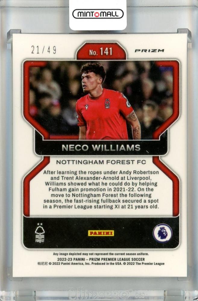 2022-23 Panini Prizm Premier League Nottingham Forest FC Neco Williams Purple #141(Parallel Version) 21/49