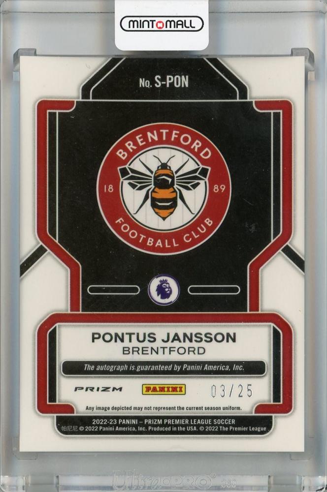 2022-23 Panini Prizm Premier League Brentford Pontus Jansson Autographs Silver Purple #31*parallel version* 03/25