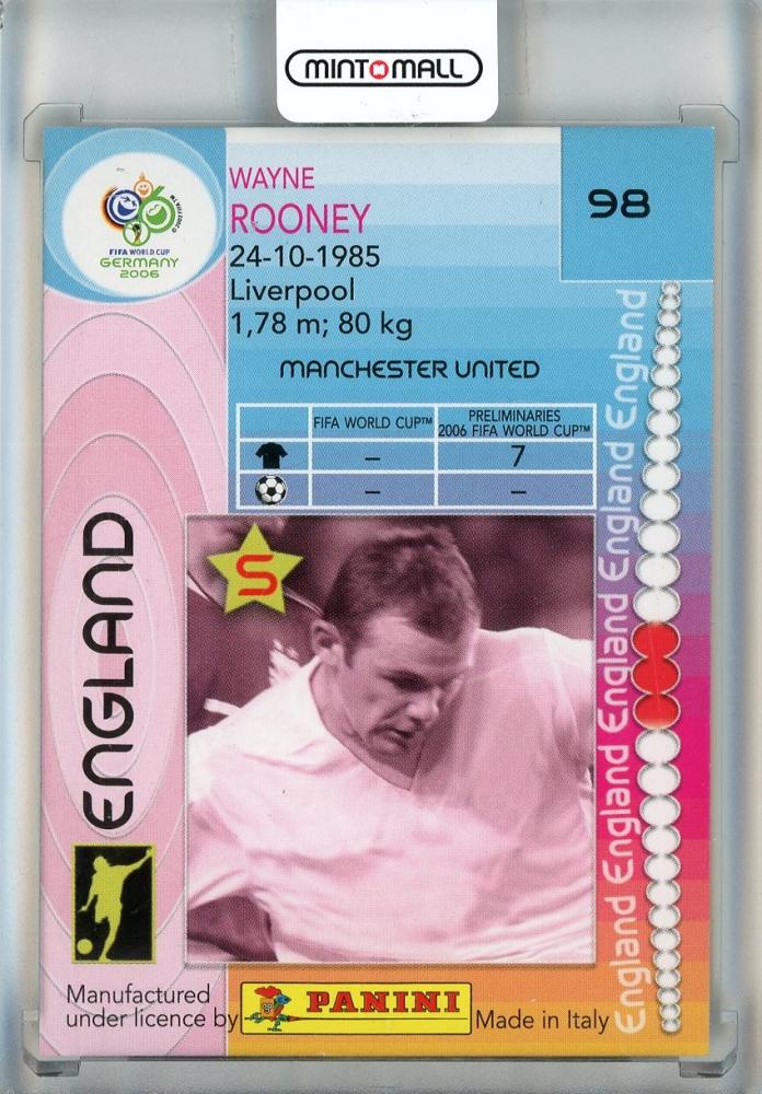 2006 Panini World Cup Germany Wayne Rooney #98 England