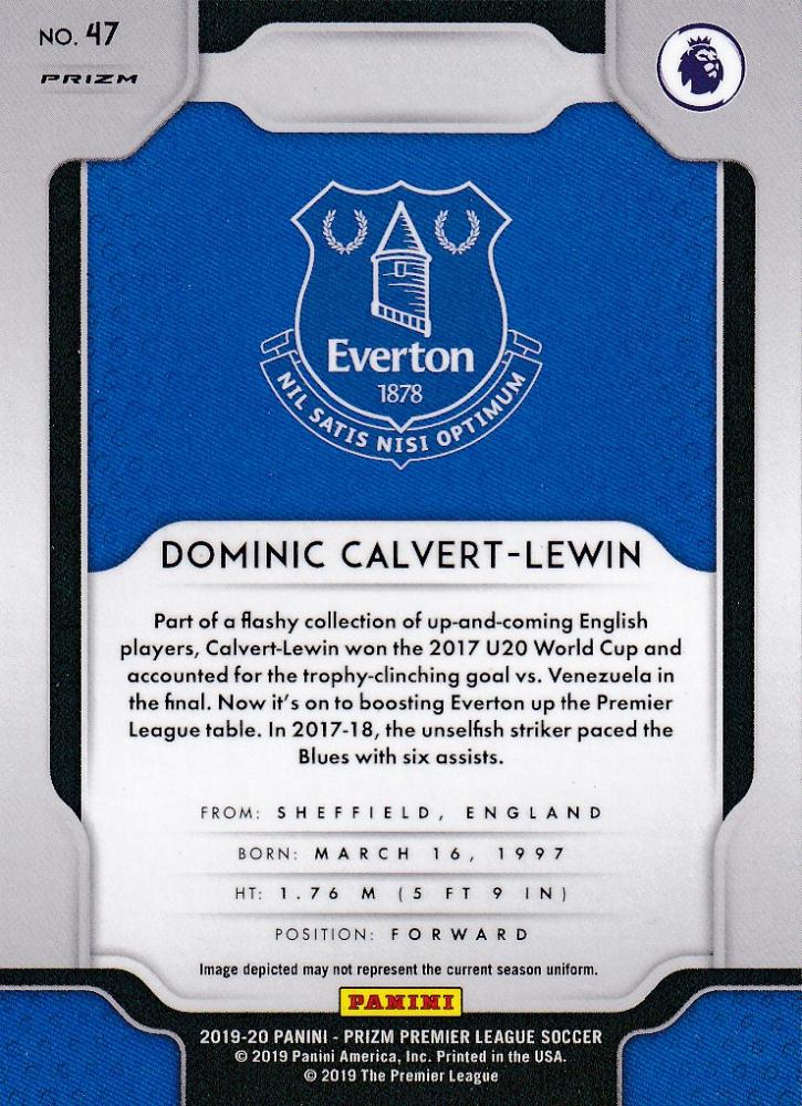 2019-20 Panini Prizm Premier League Everton Dominic Calvert-Lewin Base Hyper parallel card
