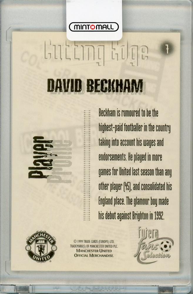 1999 Futera Fans Selection David Beckham #7 Manchrster United