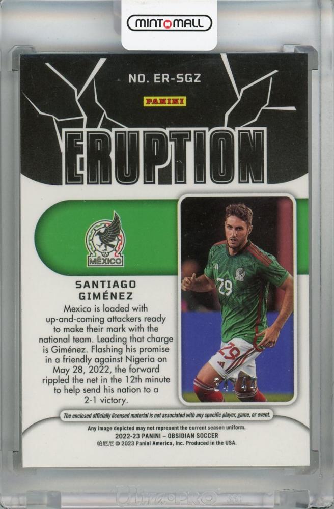 2022-23 Panini Obsidian Santiago Gimenez Eruption Relics Red Pulsar #2434/44 Mexico