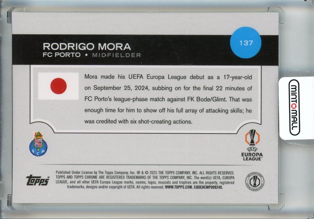 2025 Topps UEFA Japan Edition Rodrigo Mora Yellow Mojo Refractor #137146/150 FC Porto