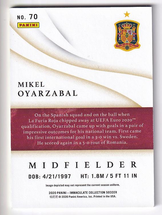2020 PANINI Immaculate Collection Base Mikel Oyarzabal collectible card number 58 out of 99