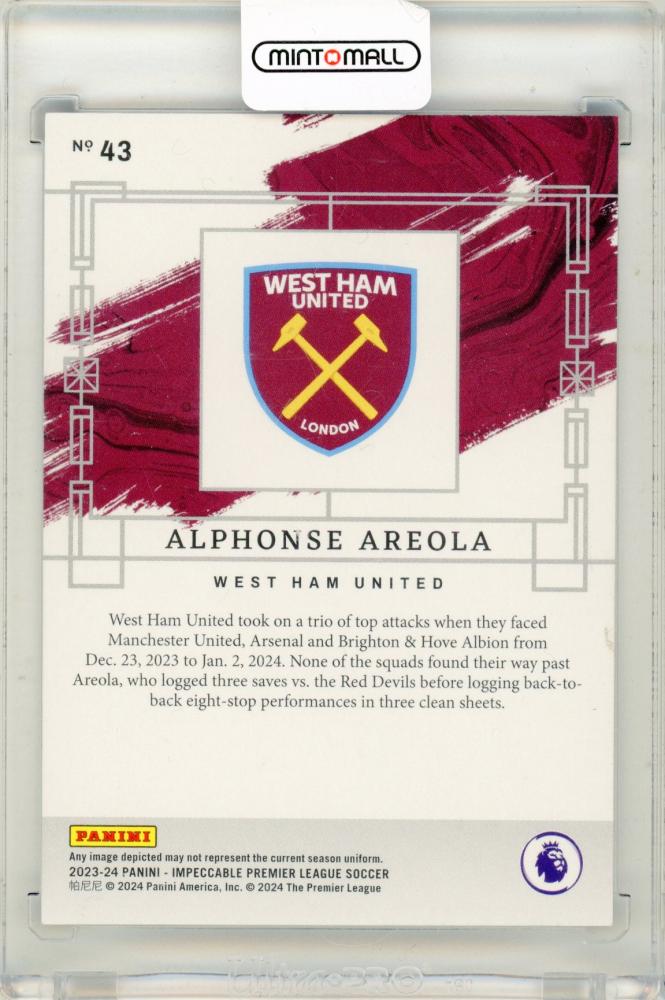 2023-24 Panini Impeccable Premier League Soccer Alphonse Areola 16/18