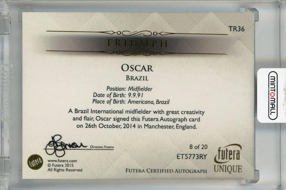 2015 Futera World Football Unique Oscar Triumph Autographs #TR36 ※State Condition Difficult 8/20