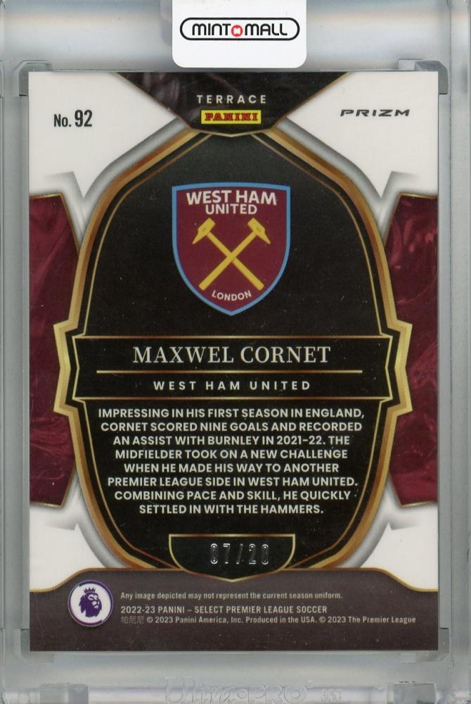 2022-23 Panini Select Premier League Maxwel Cornet Terrace White #9207/20 West Ham United