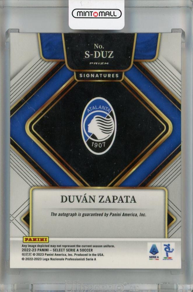 2022-23 Panini Select Seria A Duvan Zapata Signatures Silver #11 Auto Atalanta BC
