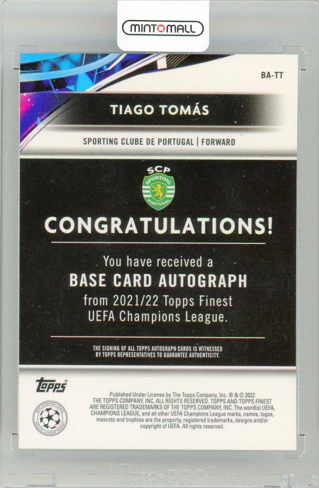2021-22 Topps Finest UEFA Champions League Tiago Tomas AutographBA-TT Sporting Clube De Portugal