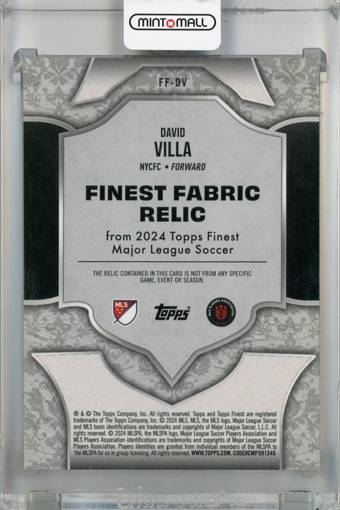 2024 Topps Finest MLS David Villa Finest Fabrics Gold Refractor #FF-DV 08/50 NYCFC