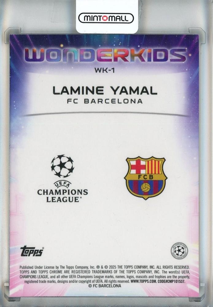 2024-25 Topps Chrome UEFA Club Competitions Lamine Yamal Wonderkids #WK1 FC Barcelona