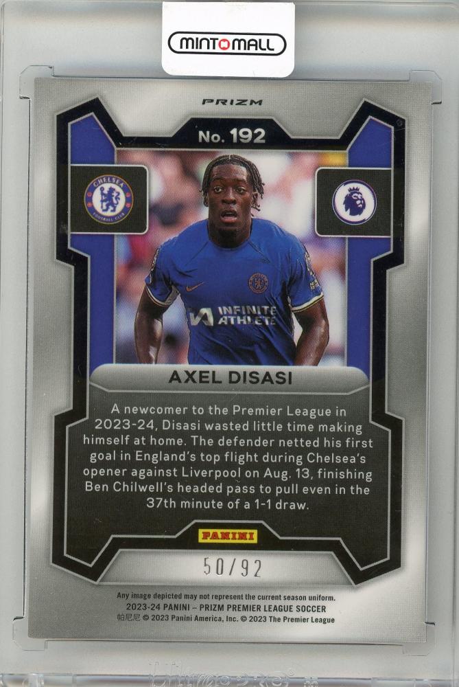 2023-24 PANINI Prizm English Premier League Axel Disasi Prizms Purple and White Stripes #19250/92 Chelsea FC