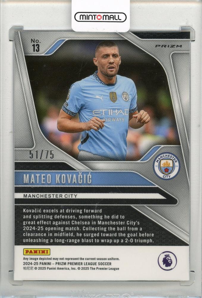 2024-25 PANINI Prizm English Premier League Mateo Kovacic Prizms Blue Ice #1351/75 Manchester City
