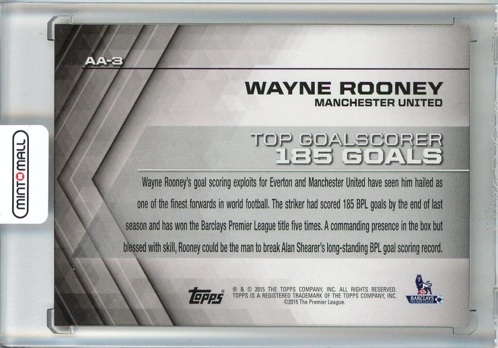 2015-16 Topps Premier Gold Soccer Wayne Rooney All-Time Accolades/Purple/#AA-319/50