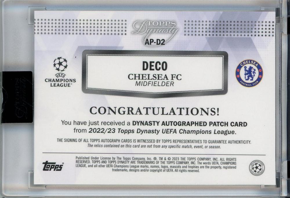 2022-23 Topps Dynasty UEFA Champions League Deco Autograph Patches #APD206/10 Chelsea FC