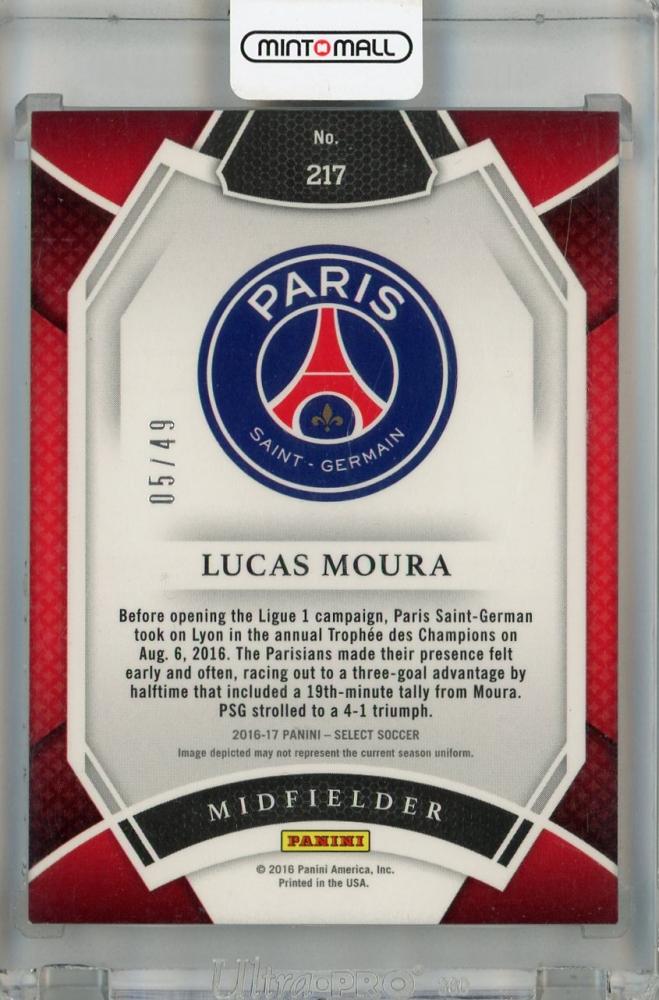 2016-17 Panini Select Lucas Moura Field Level Copper #217 Paris Saint-Germain 0裏面白かけあり 05/49