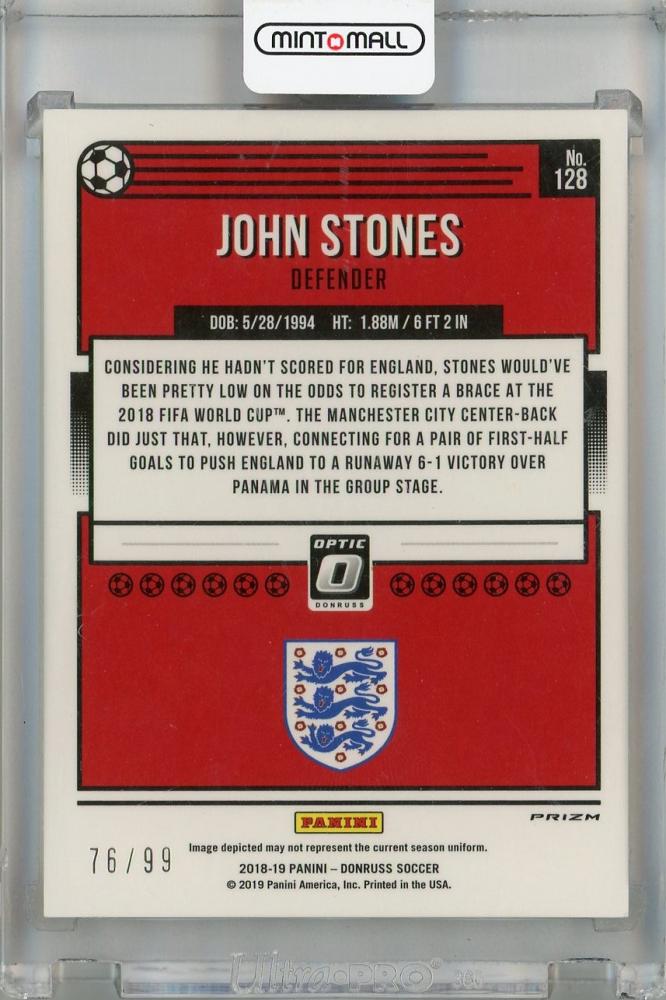 2018-19 Panini Donruss John Stones Orange #128 Damage and dirt inside 76/99 England