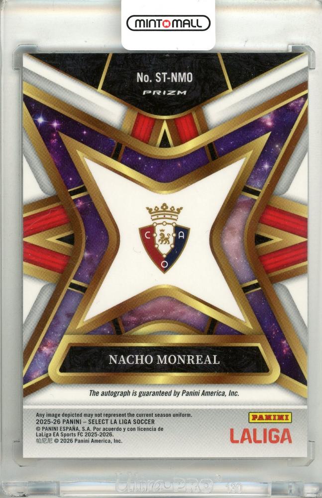 2025-26 Panini Select La Liga Nacho Monreal #ST-NMO Select Stars Signatures La Liga Red Wave Parallel CA Osasuna