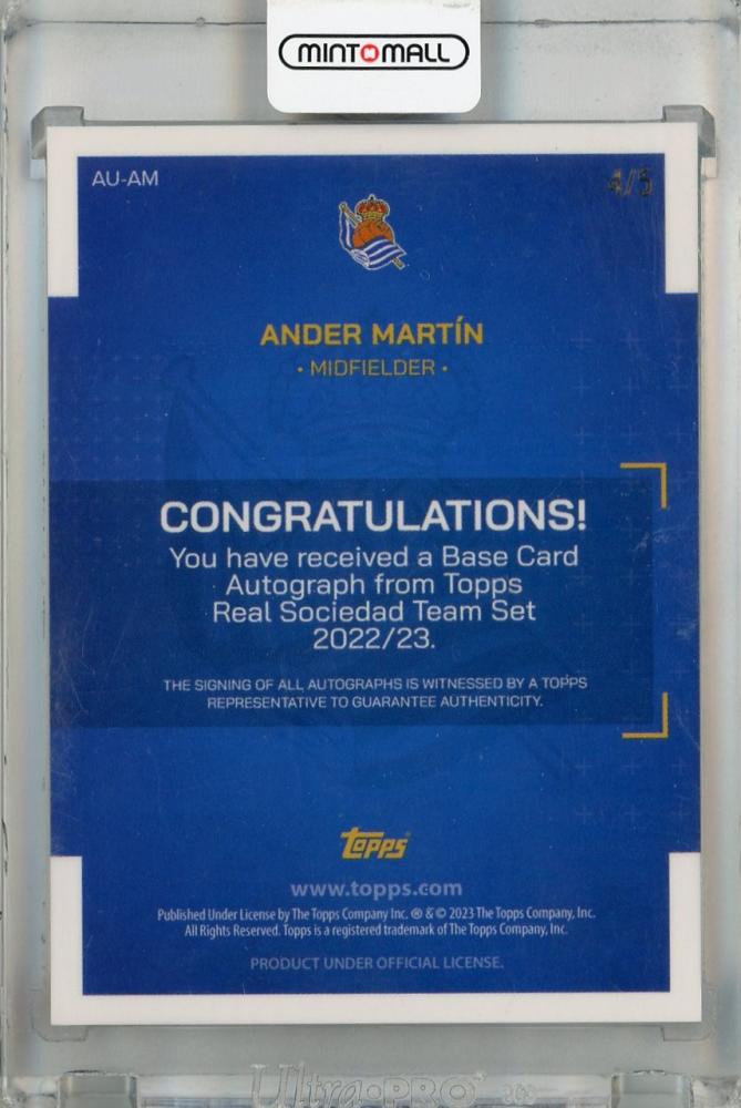 2022-23 TOPPS TEAM SET REAL SOCIEDAD Ander Martin Autograph Red #AU-AM RC4/5
