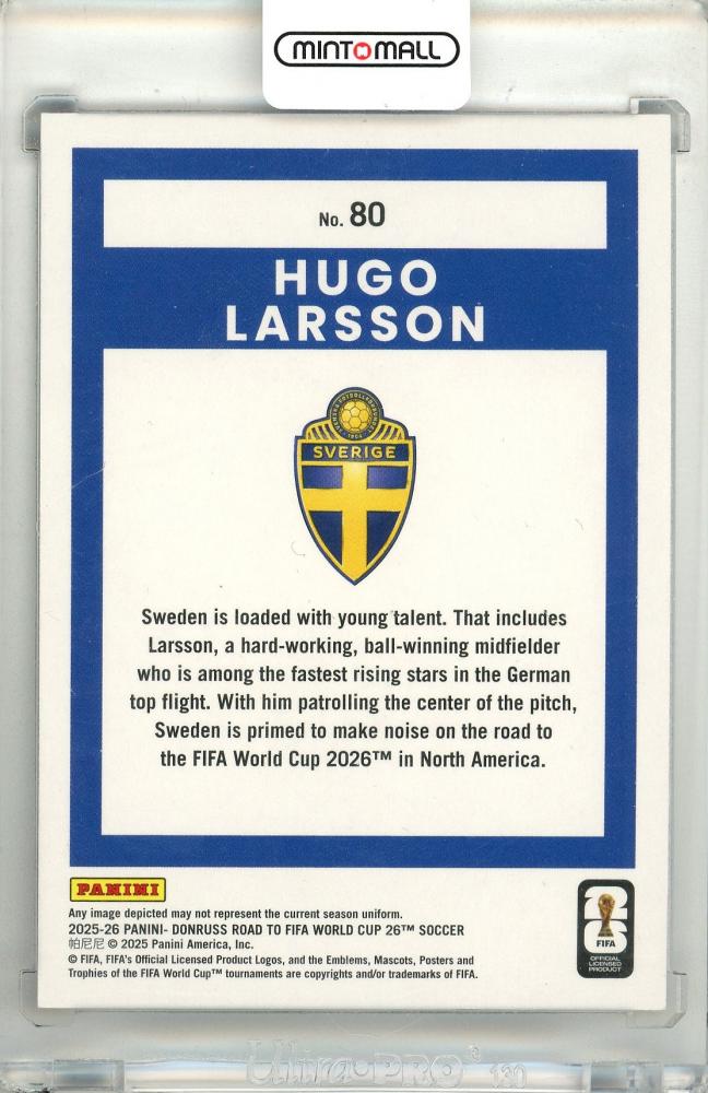 2025-26 Panini Donruss Road To FIFA World Cup 26 SOCCER Hugo Larsson #80 Base Purple Parallel24/25 Sweden
