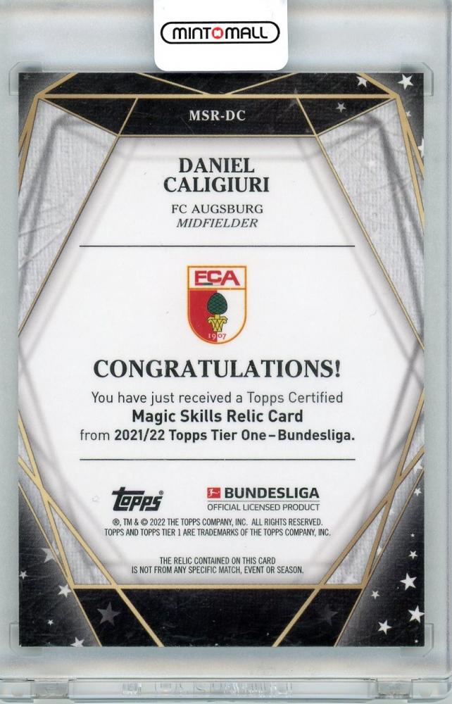 2022 TOPPS BUNDESLIGA Daniel Caligiuri Jersey 063/127 FC AUGSBURG MIDFIELDER