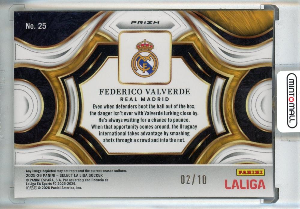 2025-26 Select La Liga Federico Valverde Snapshots Gold #252/10 Real Madrid