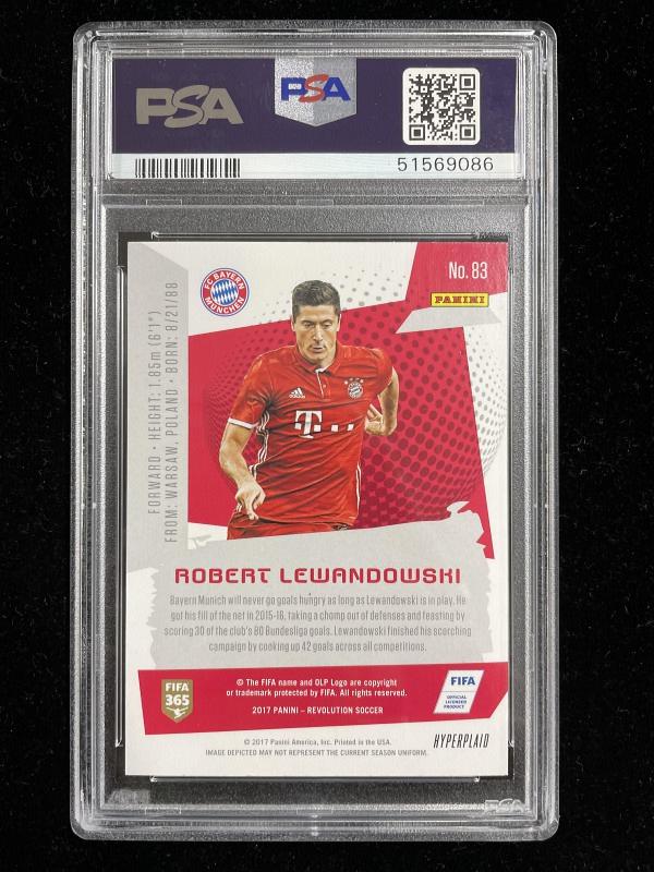 2017 Panini Revolution Robert Lewandowski FC Bayern Munich football card Hyperplaid parallel authenticated