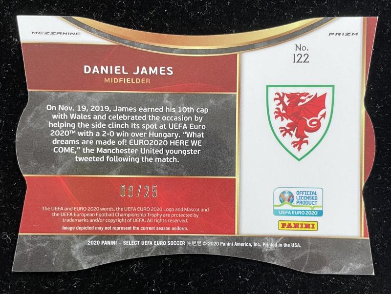 2020 Panini Select UEFA Euro Preview Daniel James Wales Base Mezzanine Die-cut Tie-Dye parallel trading card 08/25