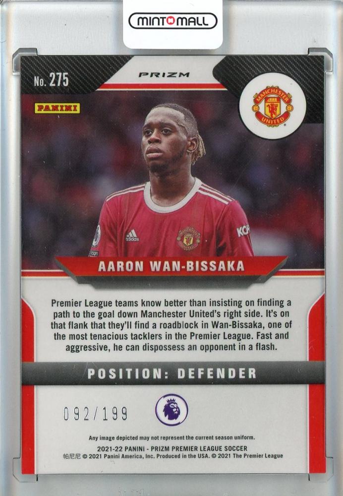 2021-22 Panini Prizm Premier League Soccer Aaron Wan-Bissaka Base/Red Prizms/#275092/199 Manchester United