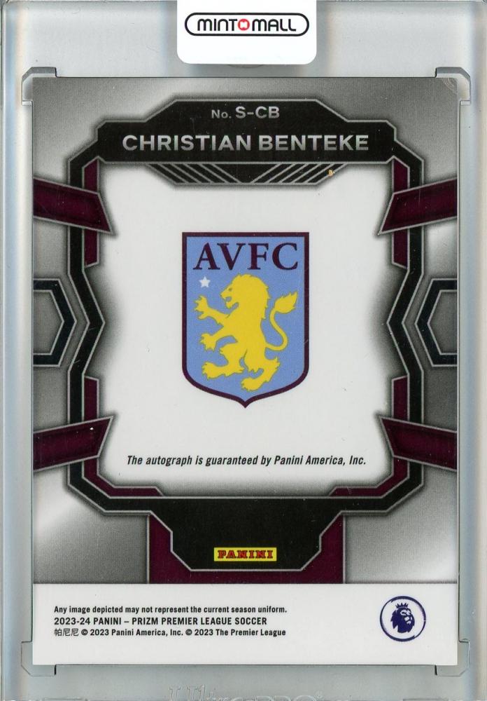 2023-24 Panini Prizm Premier League Soccer Christian Benteke Base/AUTO/#S-CB Slightly Difficult Aston Villa