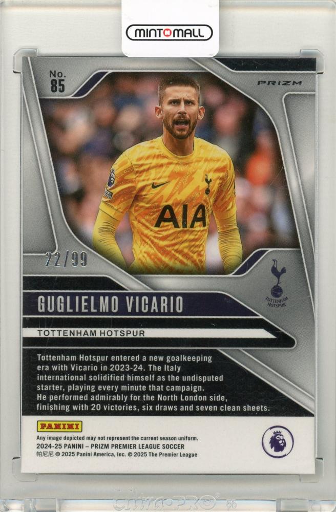 2024-25 Panini Prizm Premier League Guglielmo Vicario Blue Breakaway Prizms22/99 Tottenham Hotspur